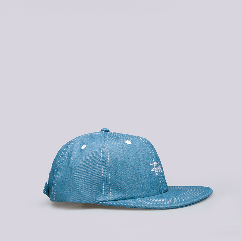  голубая кепка Stussy Contrast Stitch Denim Strapback 131677-teal - цена, описание, фото 2